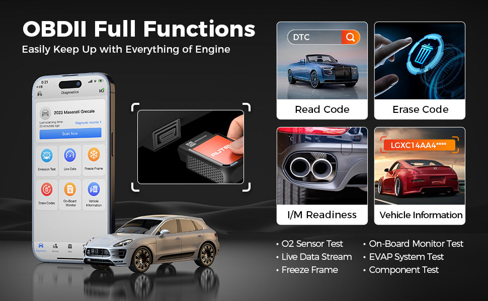 AUTEL MAXIAP 2500E BLUETOOTH WIRELESS OBD2 DIAGNOSTIC SCANNER TOOL