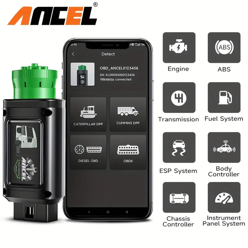 ANCEL HD110 HEAVY DUTY TRUCK SCAN TOOL DETROIT AND PACCAR ENGINES