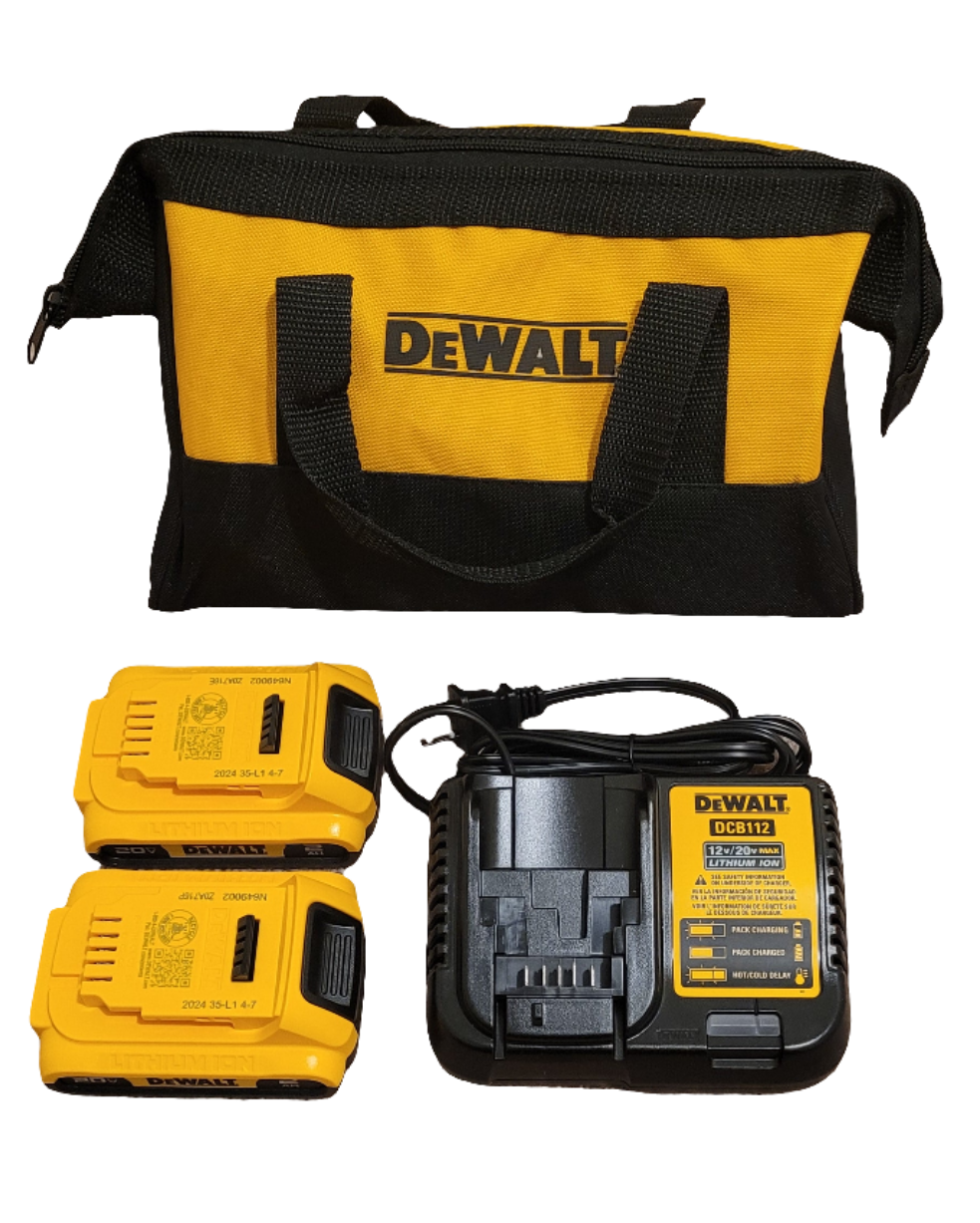 DeWalt 2Ah Batteries (DCB203),  Charge (DCB112), Bag Combo Kit NEW