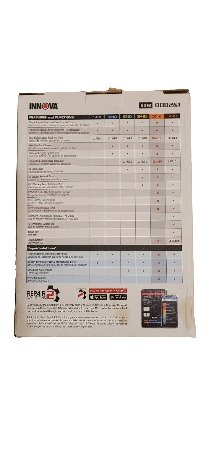 INNOVA 5512 CAR SCAN TECH PLUS + REPAIR SOLUTION OBD1/ OBD2 NEW