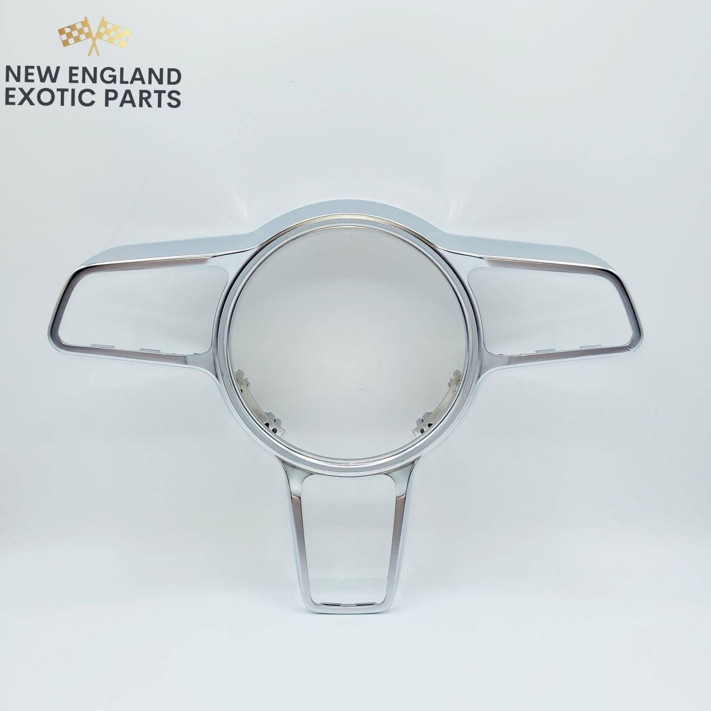 PORSCHE MACAN BOXSTER 911 STEERING WHEEL TRIM PANEL SILVER/ CROME - 95B419732B