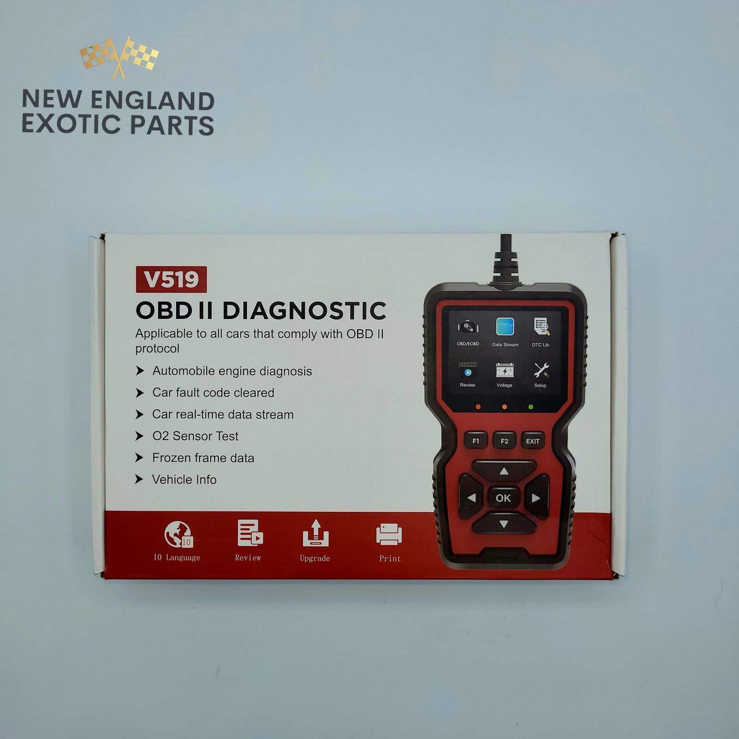 V519 OBD2 SCANNER CODE READER ENGINE SYSTEM DIAGNOSTIC TOOL - RED