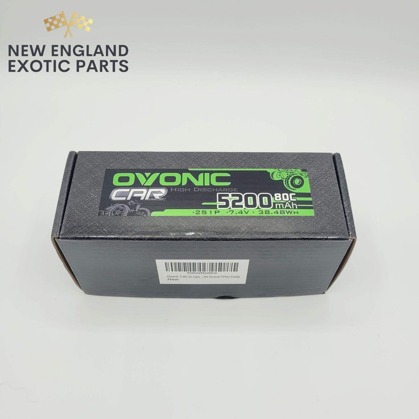 OVONIC 2S LiPo BATTERY 5200 mAh 7.4v 80c - QTY (2) BATTERIES