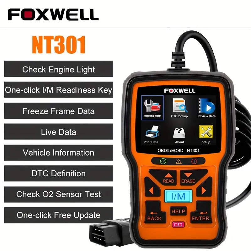 FOXWELL NT301 OBD2 SCANNER DIAGNOSTIC TOOL LIVE CHARTS