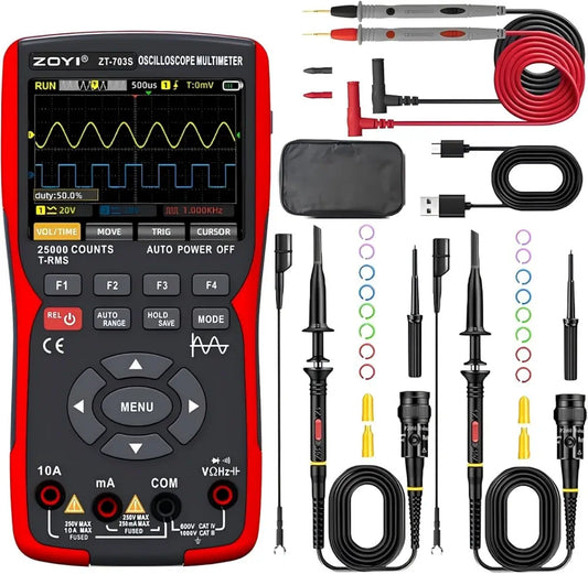 ZOYI ZT-703S DIGITAL 50 MHZ OSCILLOSCOPE MULTIMETER 3-IN-1 TOOL DUAL PROBE