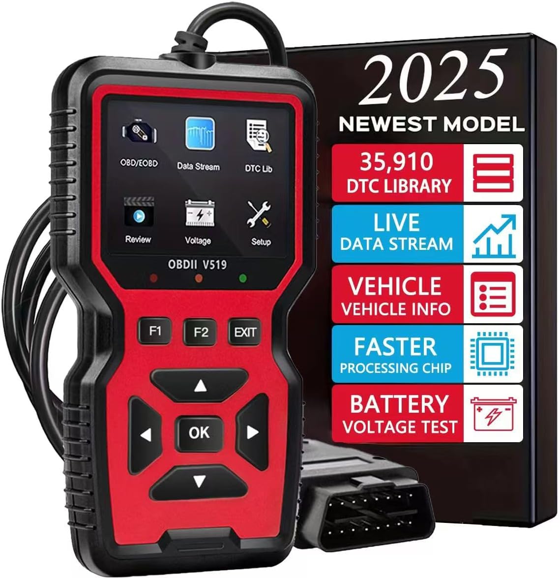 OBD2 SCANNER V519 CODE READER ENGINE SYSTEM DIAGNOSTIC TOOL - RED