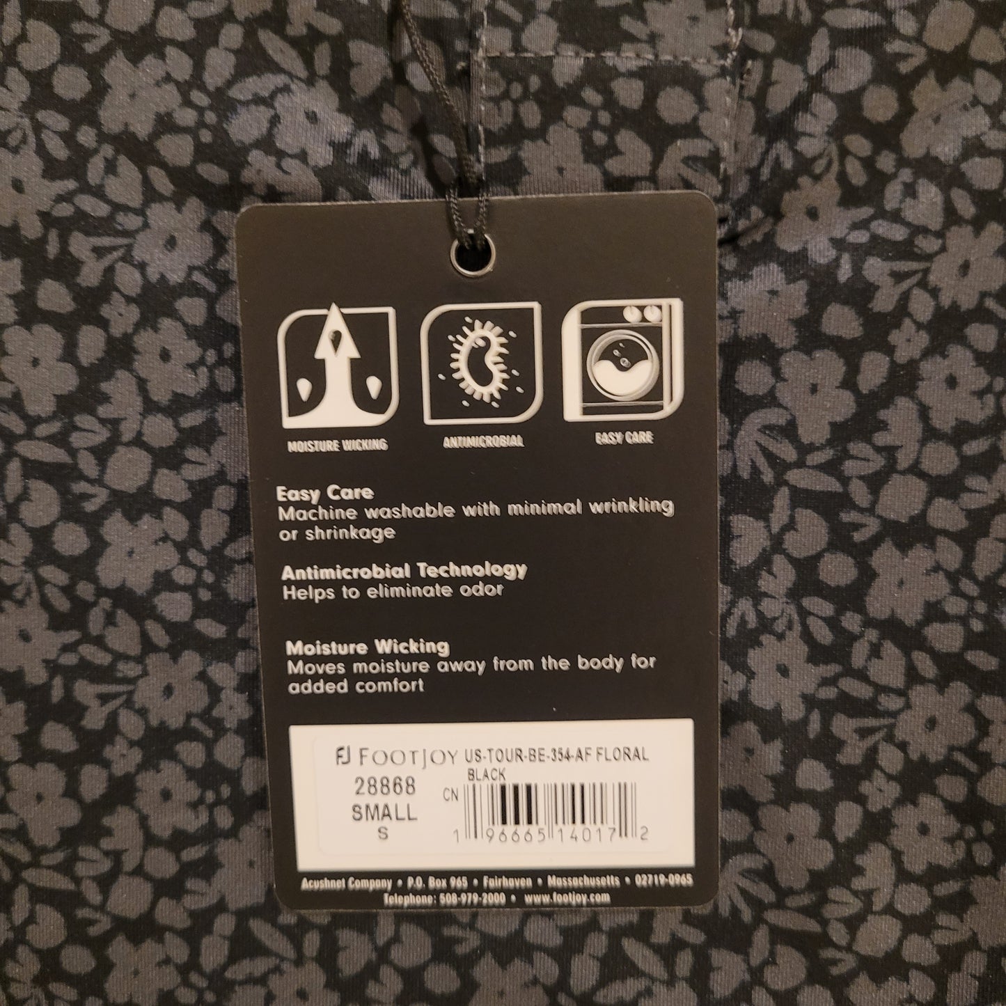 NWT FOOTJOY ATHELTIC FIT MENS SIZE SMALL FLORAL BLACK GOLF POLO