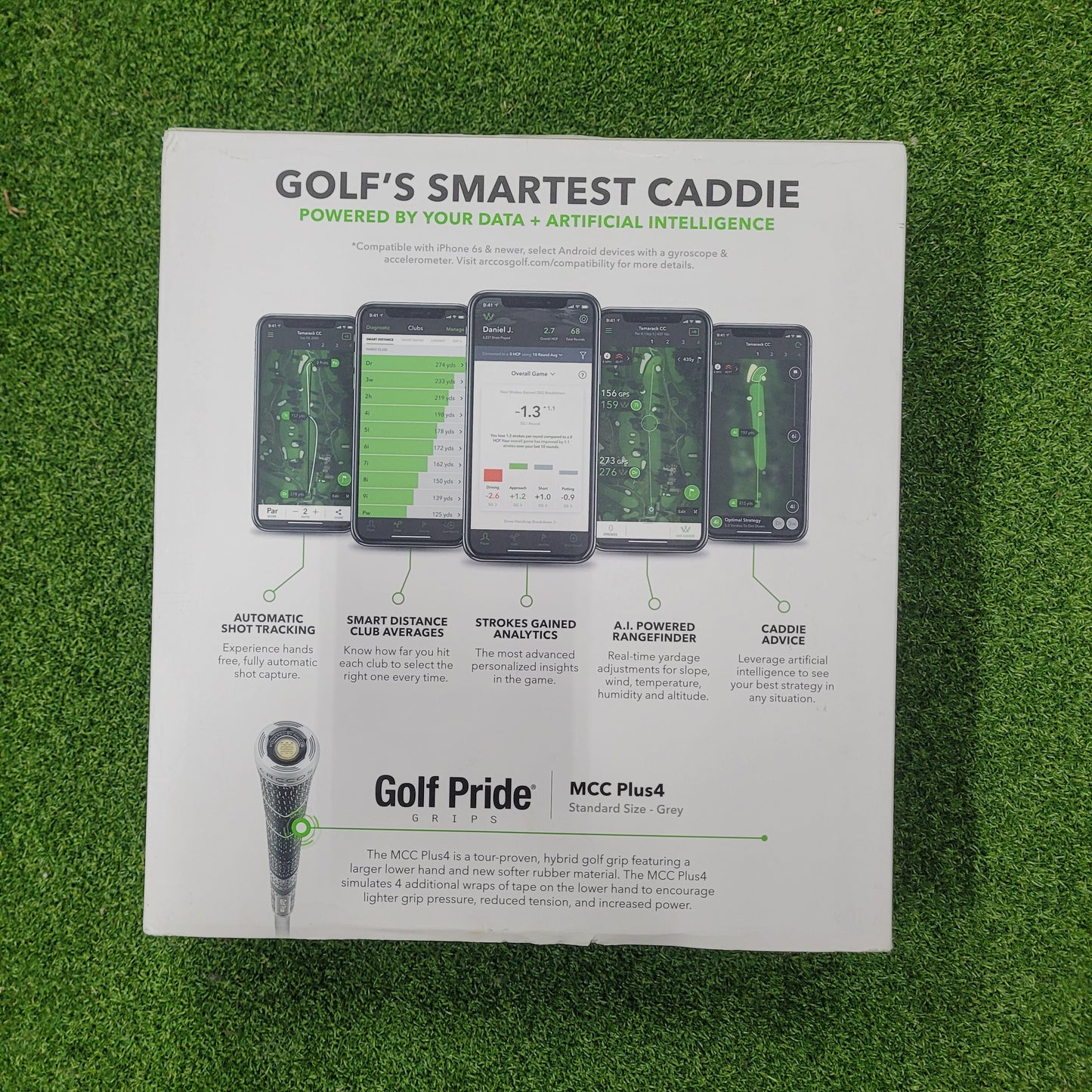 ARCCOS CADDIE BUNDLE SET GOLF PRIDE 13 MCC PLUS4 STANDARD + 1 YR SUB