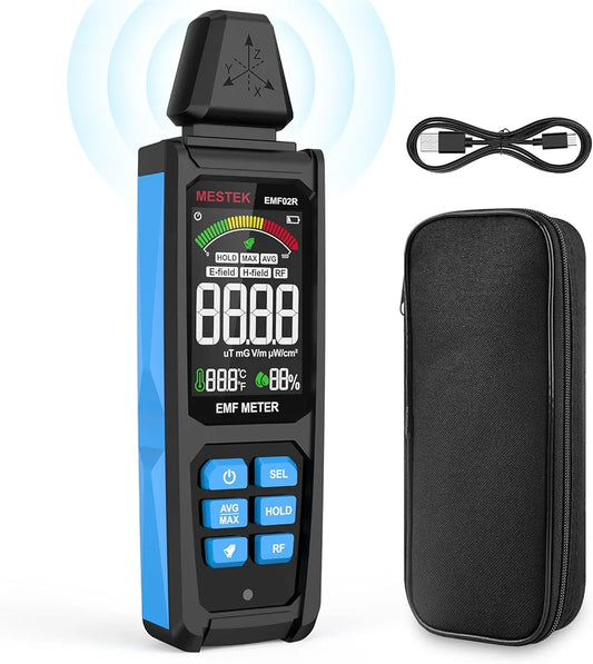 EMF Detector - MESTEK 5 in 1 EMF Radiation Detector, Magnetic, Electric Field, Radio Frequency Radiation Detector