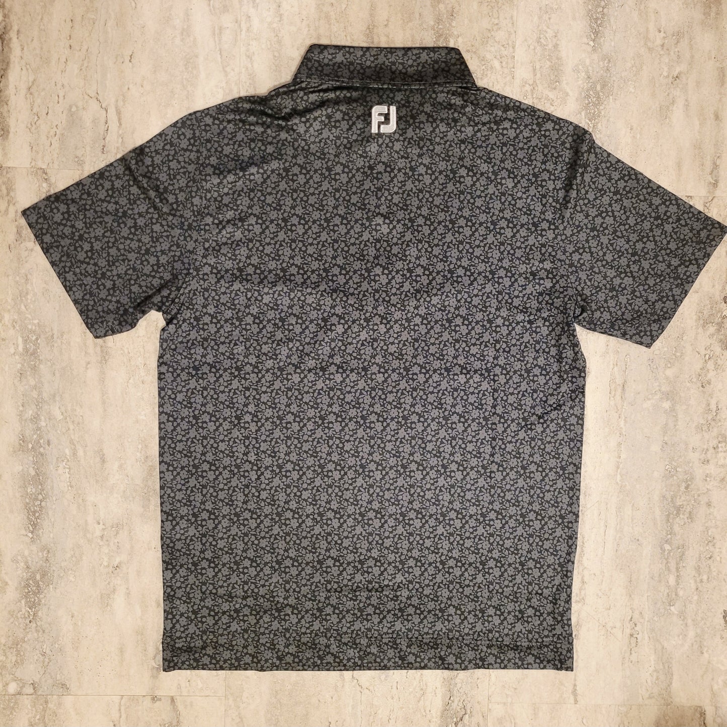 NWT FOOTJOY ATHELTIC FIT MENS SIZE SMALL FLORAL BLACK GOLF POLO