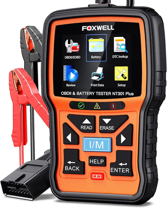 FOXWELL NT301 PLUS OBD2 DIAGNOSTIC SCANNER 2-in-1 TOOL 12v BATTERY TESTER