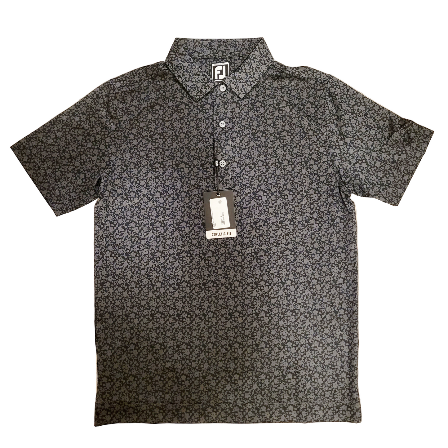NWT FOOTJOY ATHELTIC FIT MENS SIZE SMALL FLORAL BLACK GOLF POLO