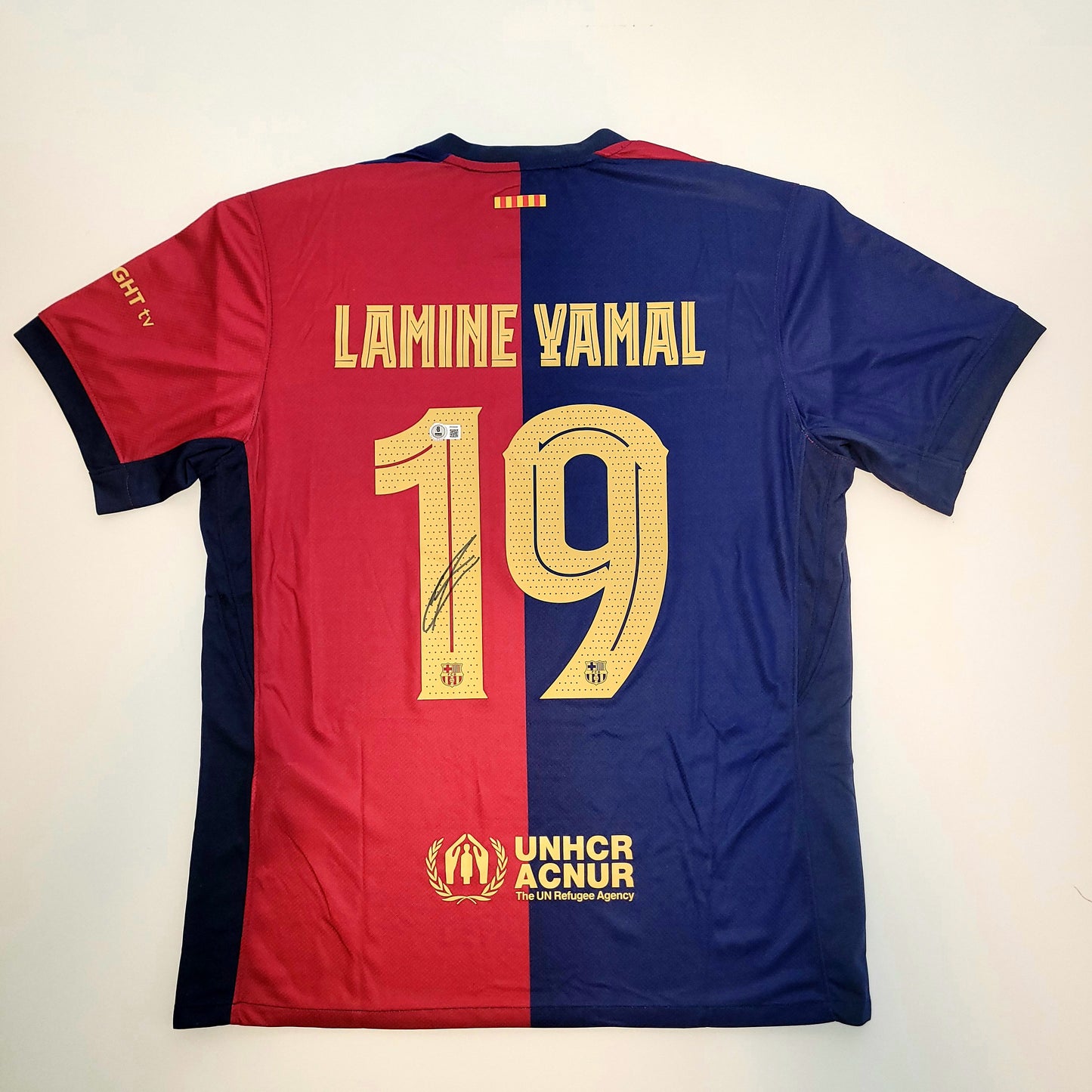 LAMINE YAMAL SIGNED BARCELONA JERSEY BGS BECKETT DISPLAY FRAME