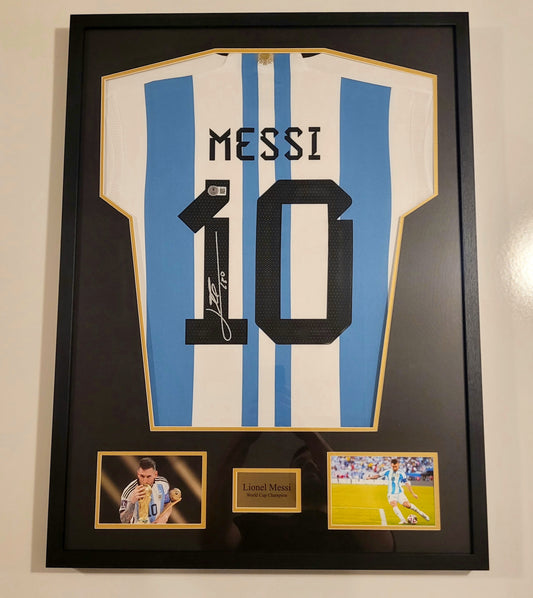 LIONEL MESSI SIGNED ARGENTINA JERSEY BECKETT BGS FRAMED DISPLAY CASE