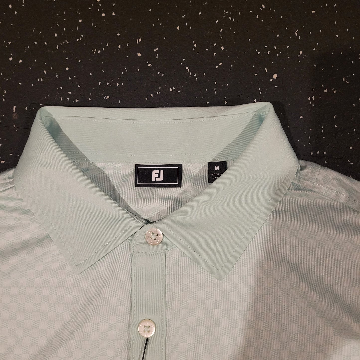 NWT FOOTJOY CHECKER JACQUARD PISTACHIO GOLF POLO SIZE MEDIUM REGULAR FIT